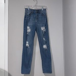 Fashion Nova I Got It From My Mama Distressed Jeans - Medium Blue Wash